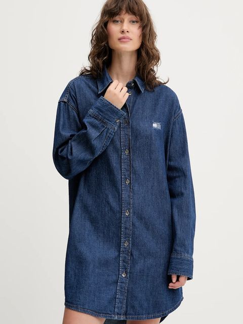Tommy Jeans sukienka jeansowa kolor niebieski mini oversize DW0DW21420 - zdjęcie produktu nr 1
