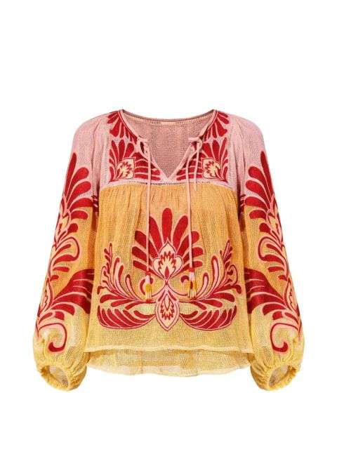 FARM Rio floral print tie blouse - Yellow - zdjęcie produktu nr 1