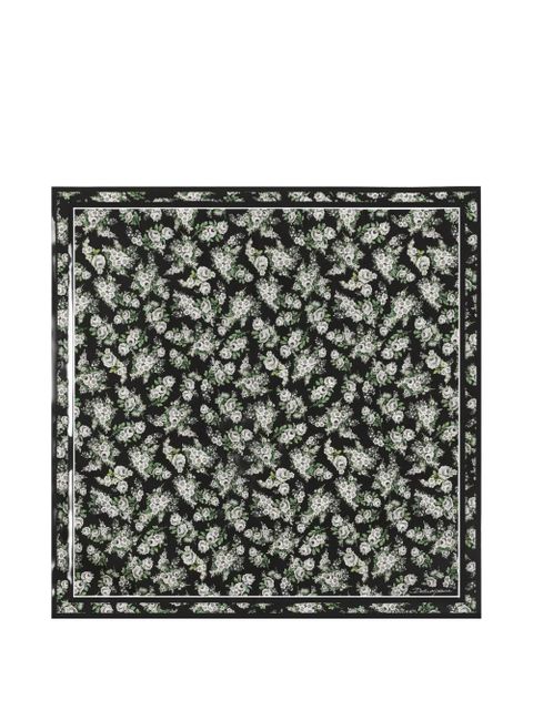 Dolce & Gabbana 70X70 small flower bouquet-print silk twill scarf - Black - zdjęcie produktu nr 1