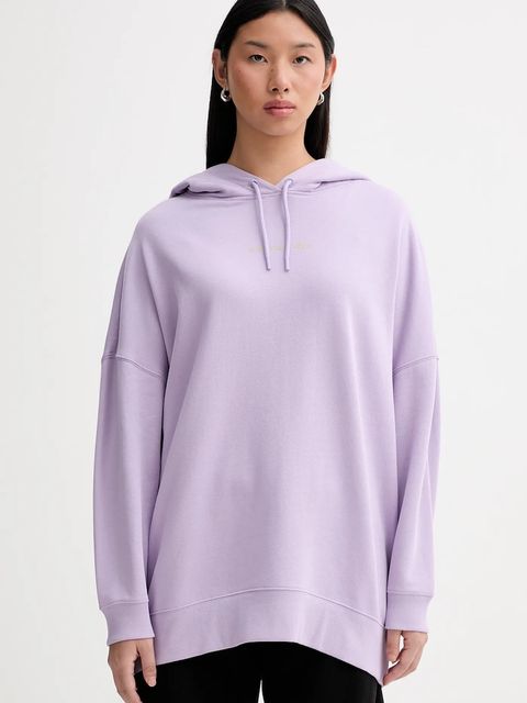 Marc O'Polo bluza bawełniana damska kolor fioletowy z kapturem gładka 5000009351