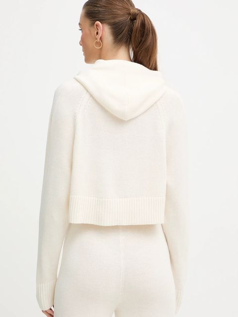 Armani Exchange sweter z dodatkiem wełny damski kolor kremowy lekki z półgolfem XW000767 AF13774