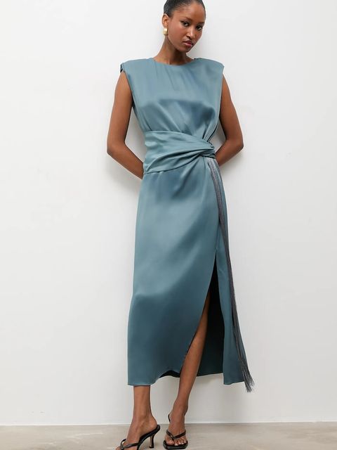 Answear.LAB sukienka kolor niebieski midi rozkloszowana - zdjęcie produktu nr 1