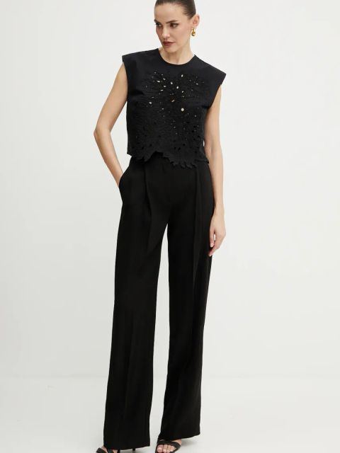 Pinko bluzka bawełniana damska kolor czarny z aplikacją 104850 A2H0