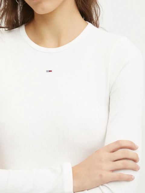 Tommy Jeans longsleeve kolor biały DW0DW17387