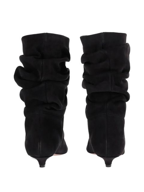 Amina Muaddi Jamie ruched ankle boots - Black