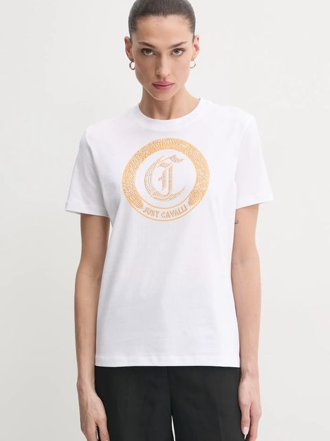 Just Cavalli t-shirt bawełniany damski kolor biały 78PAHE13 CJ110 - zdjęcie produktu nr 1