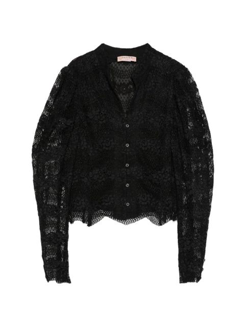 TWINSET lace scalloped blouse - Black - zdjęcie produktu nr 1