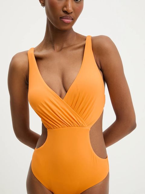 Answear.LAB jednoczęściowy strój kąpielowy kolor pomarańczowy lekko usztywniona miseczka
