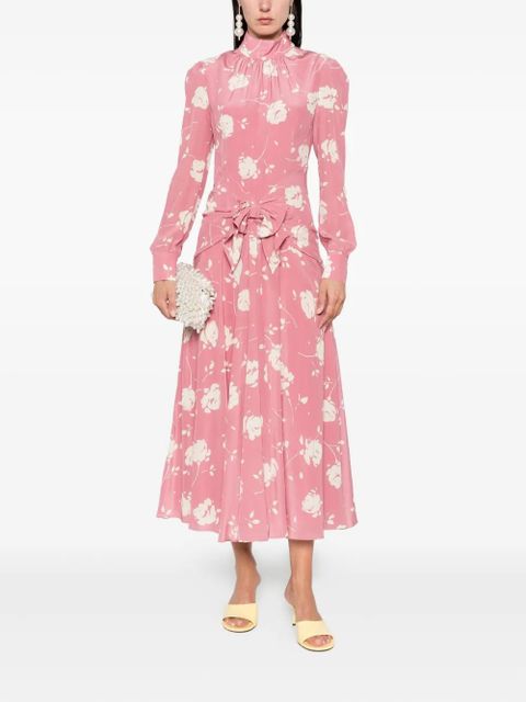 Alessandra Rich rose-print belted midi dress - Pink - zdjęcie produktu nr 2