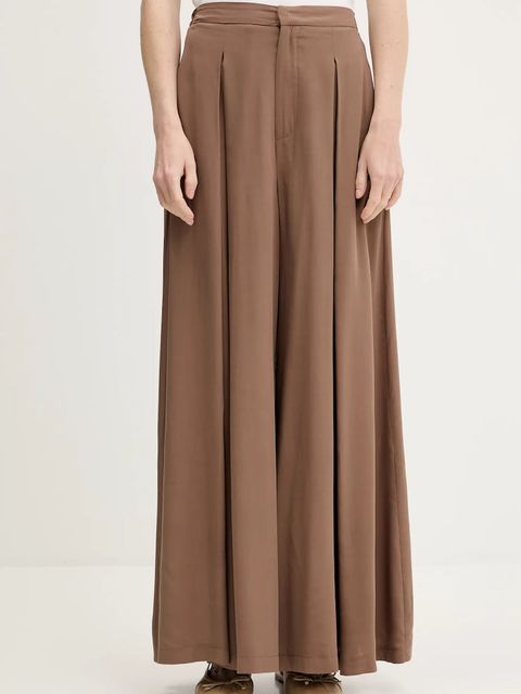 Answear.LAB spodnie damskie kolor brązowy szerokie high waist