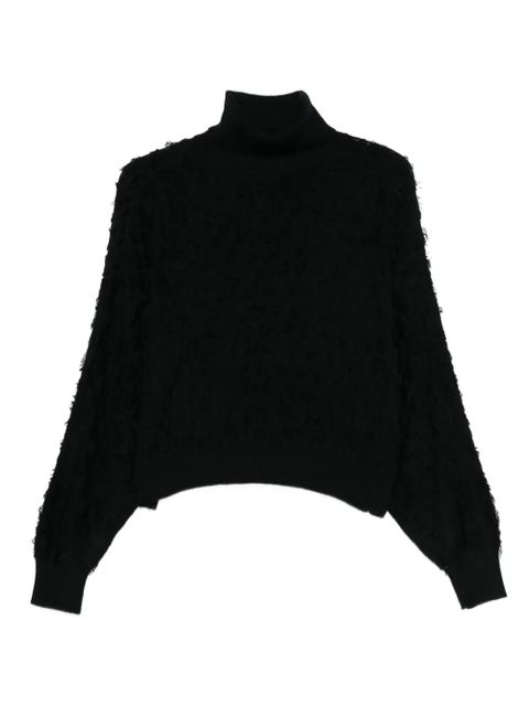 TWINSET roll-neck frayed-edge sweater - Black - zdjęcie produktu nr 1
