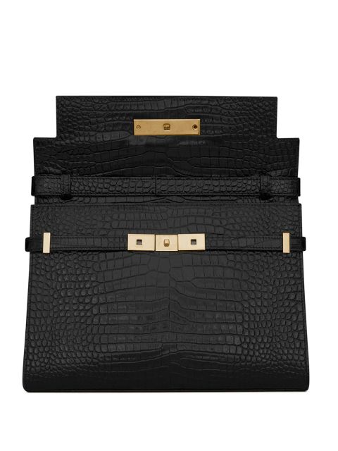 Saint Laurent Manhattan crocodile-embossed shoulder bag - Black