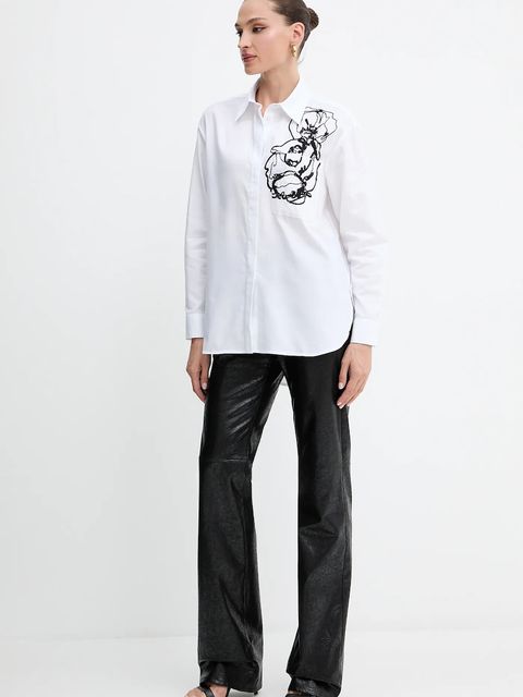 MAX&Co. koszula bawełniana damska kolor biały relaxed z kołnierzykiem klasycznym 2526116012200 - zdjęcie produktu nr 2