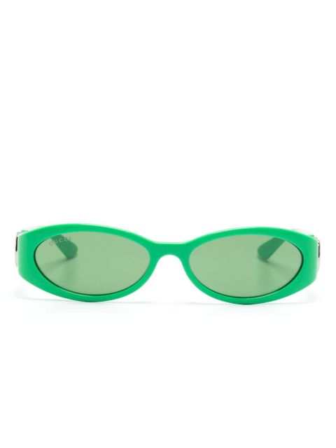 Gucci Eyewear Interlocking G oval-frame sunglasses - Green - zdjęcie produktu nr 1