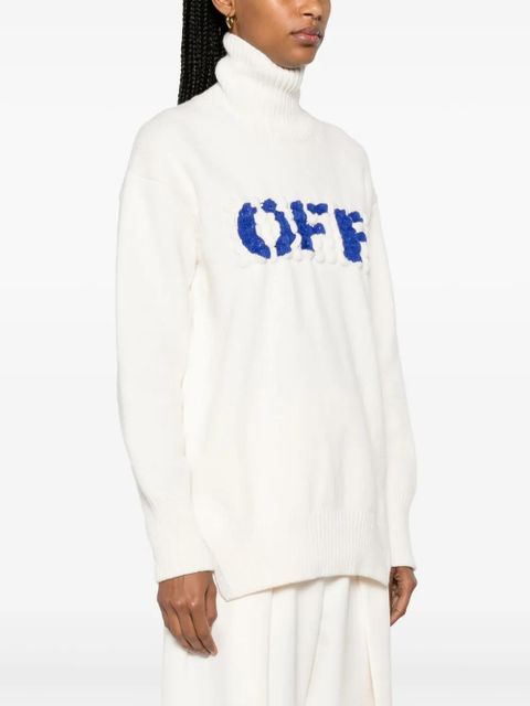 Off-White Boiled Logo-appliqué wool jumper