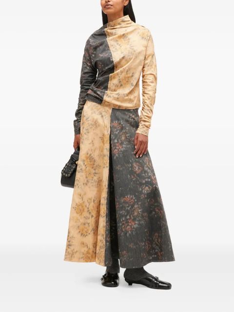 GANNI asymmetric-neck floral-print top - Yellow - zdjęcie produktu nr 2