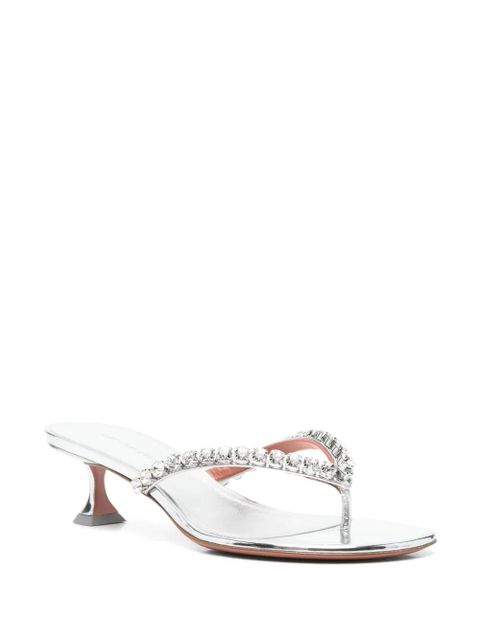 Amina Muaddi 40mm crystal-embellished sandals - Silver - zdjęcie produktu nr 2