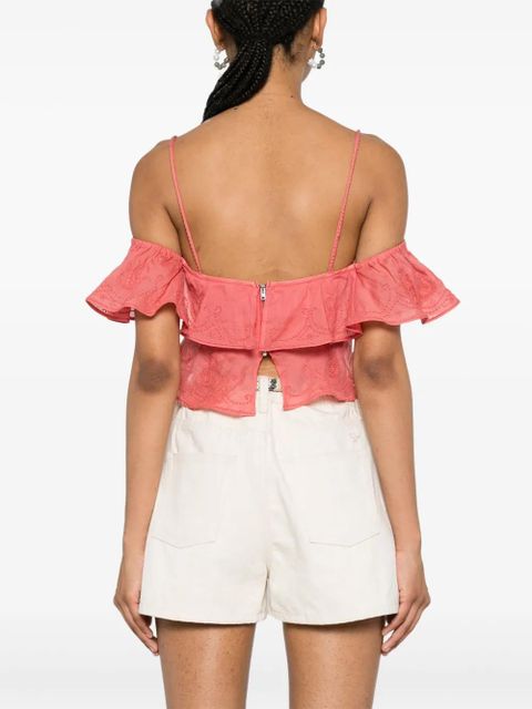 ISABEL MARANT Eliani off-shoulder embroidered top - Pink