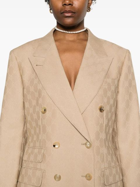 Gucci GG-jacquard double-breasted blazer - Neutrals