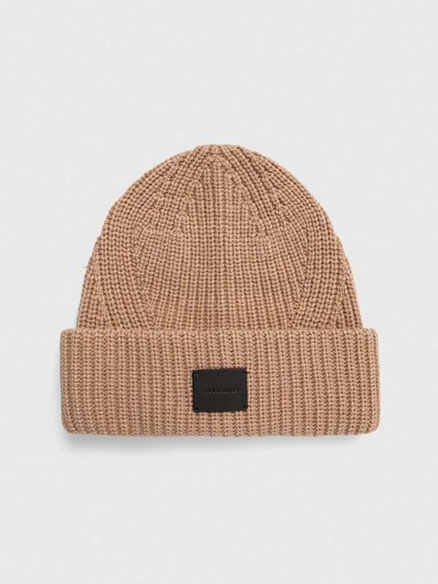 AllSaints czapka z domieszką wełny kolor beżowy