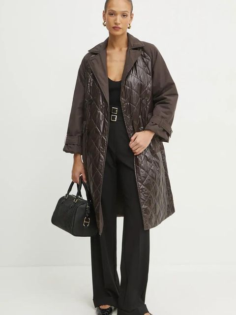 Marella płaszcz dwustronny damski kolor brązowy przejściowy niezapinany 2423496015200