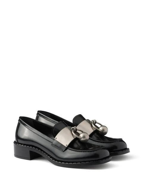 Prada brushed leather loafers - Black