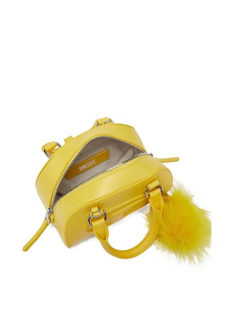 Diesel mini embossed-logo pompom-embellished shoulder bag - Yellow