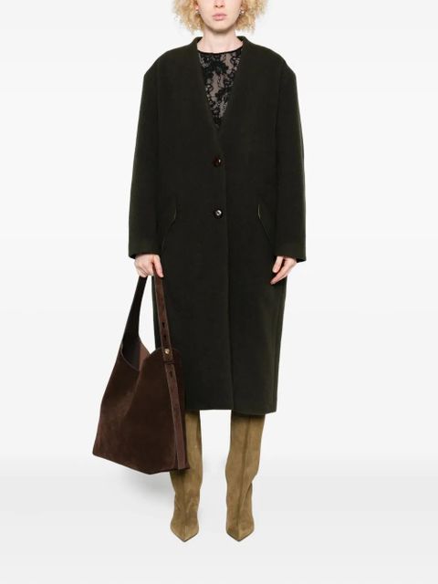 ISABEL MARANT button-front patch-pocket coat - Green
