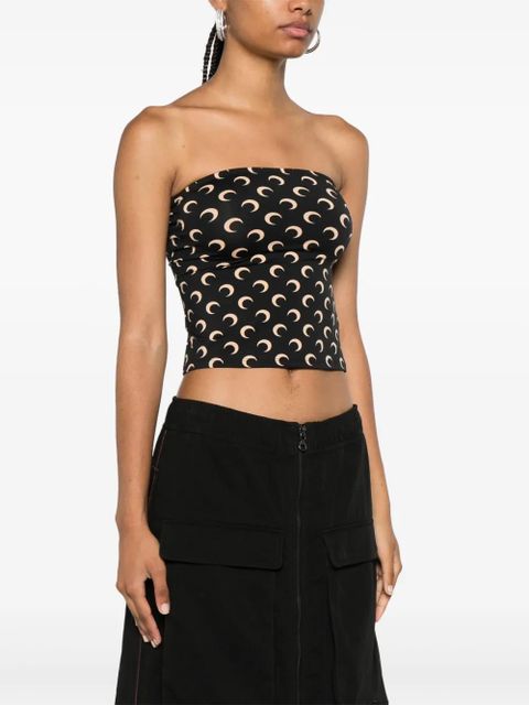Marine Serre Crescent Moon-print tube top - Black