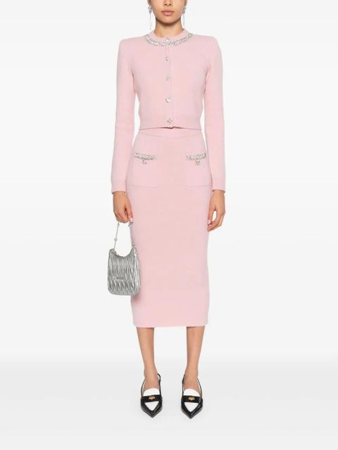 Self-Portrait knitted midi skirt - Pink