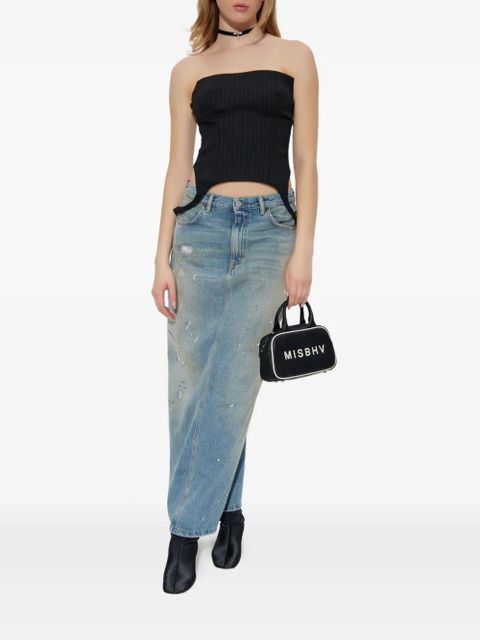 MISBHV pinstriped strapless top - Black - zdjęcie produktu nr 2