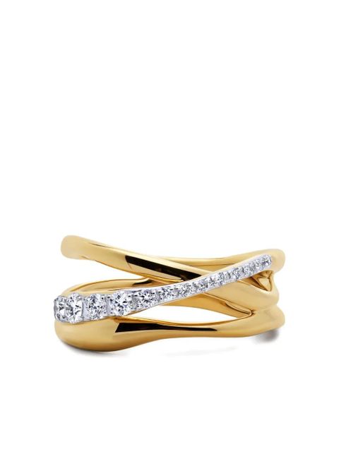 Monica Vinader pavé diamond crossover ring - Gold - zdjęcie produktu nr 1