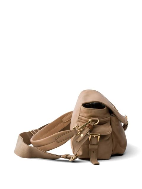 Prada Explore medium nappa leather shoulder bag with flap - Neutrals