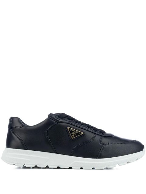 Prada leather logo-plaque sneakers - Black - zdjęcie produktu nr 1