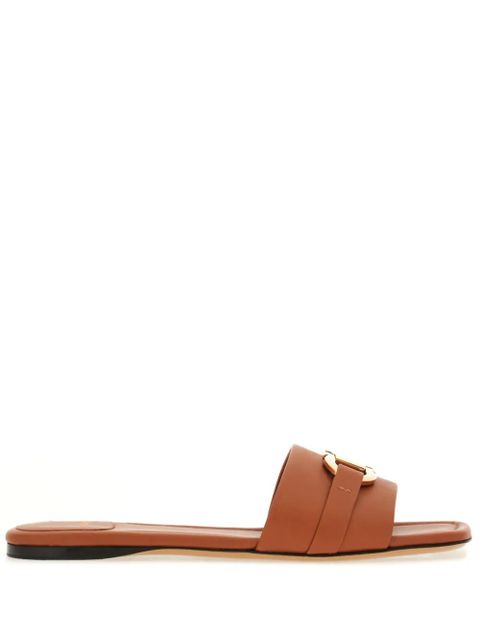 Ferragamo Gancini-buckle leather slides - Brown - zdjęcie produktu nr 1