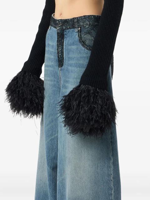 Blumarine lace-trim jeans - Blue - zdjęcie produktu nr 2