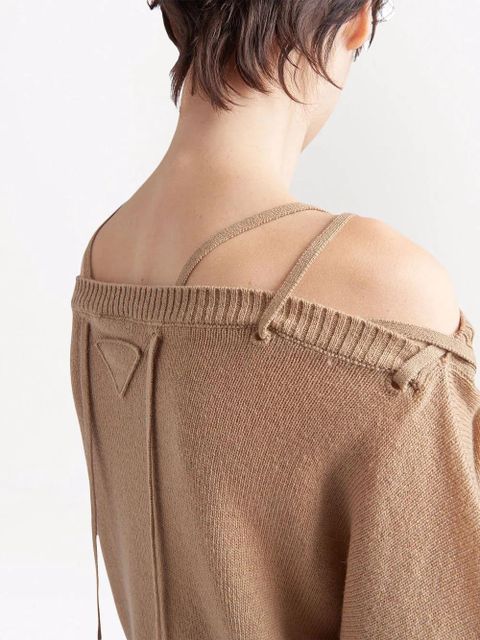 Prada tie-fastening off-shoulder jumper - Neutrals