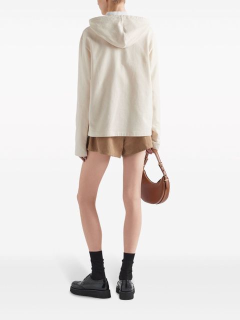 Prada logo-plaque hooded T-shirt - Neutrals