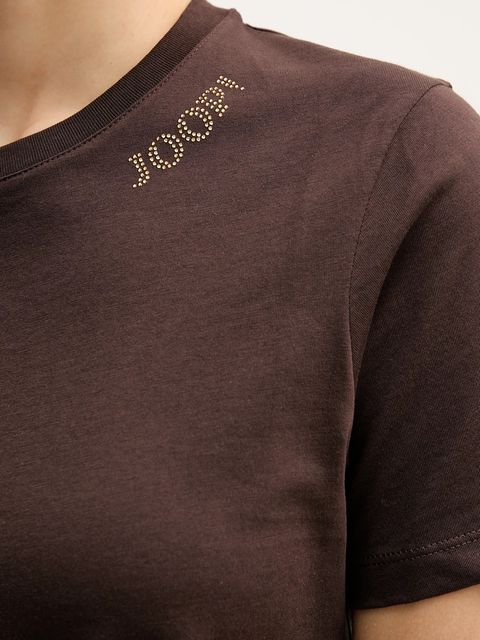 Joop! t-shirt bawełniany damski kolor brązowy 30048474