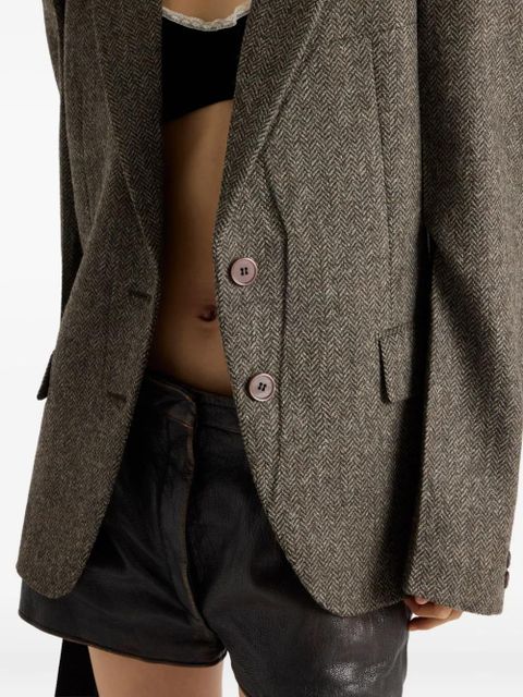 Prada suede-panel chevron wool jacket - Brown