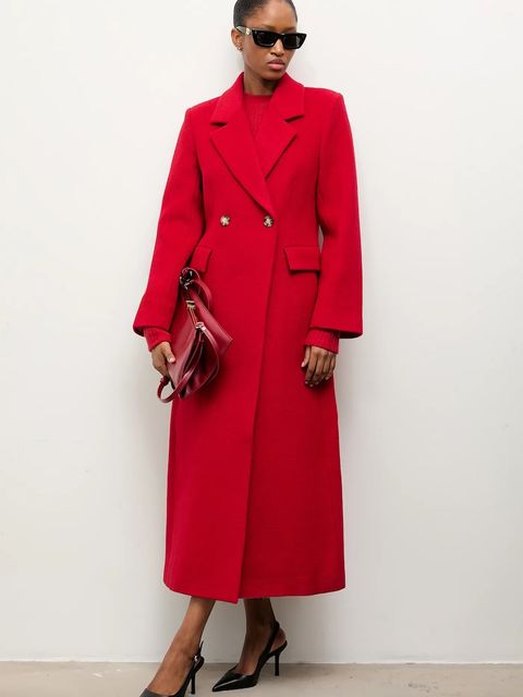 Answear.LAB płaszcz wełniany kolor czerwony
