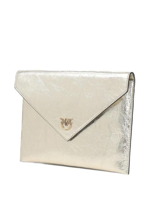 PINKO metallic-effect leather clutch bag - Gold