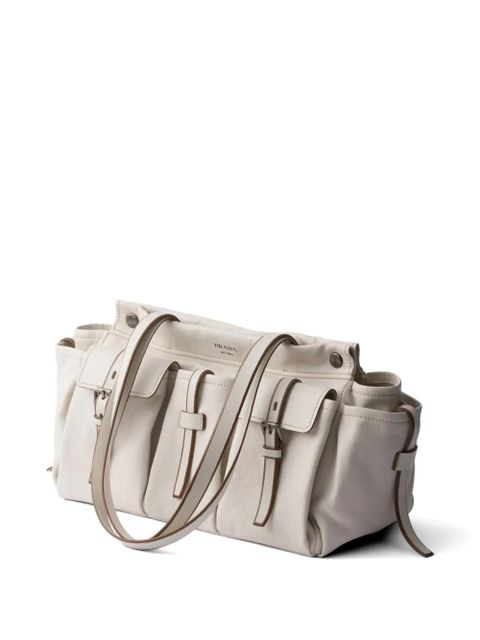 Prada Route large leather tote bag - Neutrals