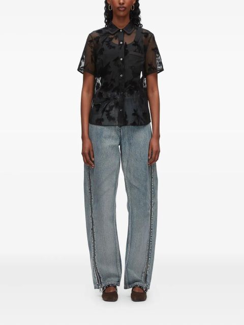 3.1 Phillip Lim embossed-floral short-sleeve shirt - Black - zdjęcie produktu nr 2