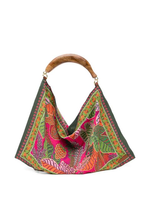 FARM Rio wooden handle print tote bag - Green - zdjęcie produktu nr 1