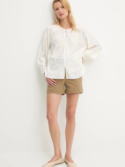 Answear.LAB szorty damskie kolor beżowy gładkie high waist