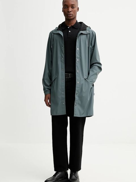 Rains kurtka 12020 Long Jacket kolor niebieski przejściowa 12020