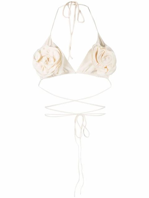 Magda Butrym flower-appliqué bikini top - Neutrals - zdjęcie produktu nr 1