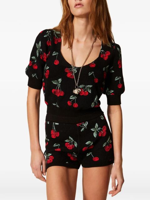 TWINSET cherry-detail short-sleeve sweater - Black - zdjęcie produktu nr 2
