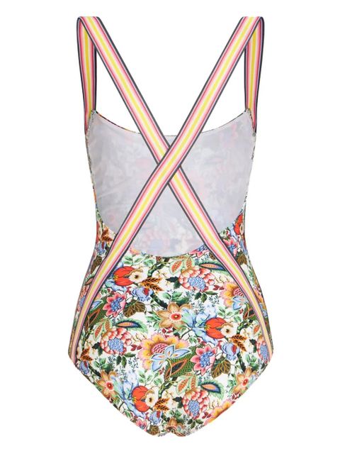 ETRO Bouquet-print open-back swimsuit - Green - zdjęcie produktu nr 2